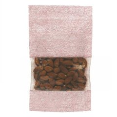 Пакет Дой-Пак 13,5*22,5(+3,5)см, Крафт (красная волна), с окном 7см