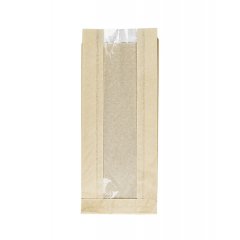 Крафт пакет с V-образным дном с окном 110(50)*40*260мм, 40 г/м2 (бежевый)