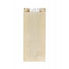 Крафт пакет с V-образным дном с окном 110(50)*40*260мм, 40 г/м2 (бежевый)