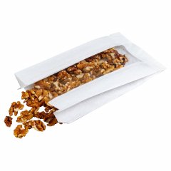 Крафт пакет с V-образным дном с окном 140(60)*60*250мм, 40 г/м2 (белый)