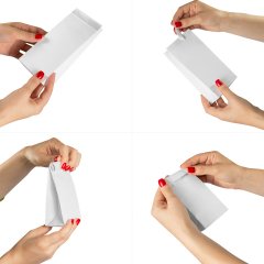 Крафт пакет с прямоугольным дном 80*50*170мм, 70 г/м2 (белый), с клеевым клапаном