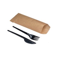 Крафт пакет с V-образным дном без складки, пакет для приборов 80*220мм, 38 г/м2 (бурый)