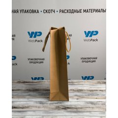 Крафт пакет с веревочной ручкой, 10*9*30 (Ш*Г*В) см (бурый), под бутылку