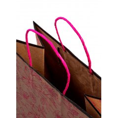 Крафт пакет с кручеными ручками, 260*150*350 (Ш*Г*В) мм (Flowers) (200 в кор.)