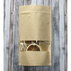 Пакет Дой-Пак 13,5*22,5(+3,5)см, Крафт (бурый), с окном 4см