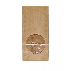 Крафт пакет с круглым окном 120*80*250 мм (2 слоя) (бурый)
