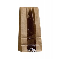 Крафт пакет с продольным окном 120(50)*80*250 мм (1 слой), бурый