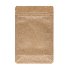 Пакет восьмишовный 13,5(+6,5)*20,5см, (бурый), 3 слоя, с замком (обычным), с плоским дном, с окном 4см