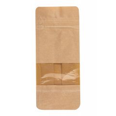 Пакет восьмишовный, 8(+6,5)*19см, (светлая бумага), 3 слоя, с отрывным замком, с окном 4см