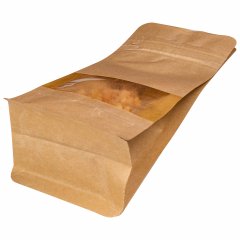 Пакет восьмишовный, 8(+6,5)*19см, (светлая бумага), 3 слоя, с отрывным замком, с окном 4см