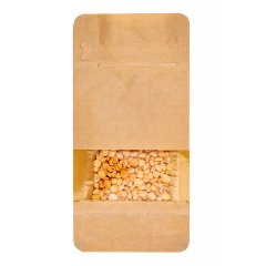 Пакет восьмишовный 9(+6,5)*19см, (светлая бум.), 3 слоя, с отрывным замком, с плоским дном, с окном 4см