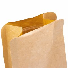 Пакет восьмишовный 9(+6,5)*19см, (светлая бум.), 3 слоя, с отрывным замком, с плоским дном, с окном 4см