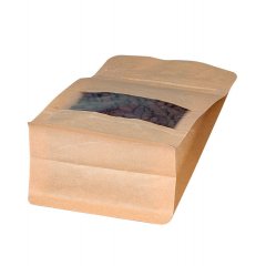 Пакет восьмишовный 10(+7)*19см, (светлая бумага), 3 слоя, с отрывным замком, с плоским дном, с окном 4см