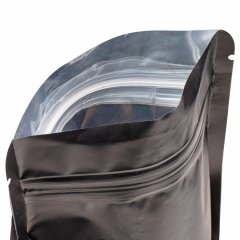 Пакет восьмишовный 13,5(+6,5)*20,5см, (черный матовый), с замком (обычным), с плоским дном