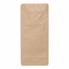 Пакет ДЛЯ КОФЕ восьмишовный 11(+8)*25см, (бурый), с плоским дном, с отрывным замком и клапаном дегазации