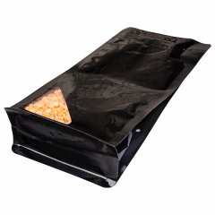 Пакет восьмишовный 11(+5,5)*22,5см, (черный), с отрывным замком, с плоским дном, треугольное окно