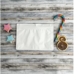 Пакет восьмишовный 24(+8)*17см, (белый матовый), с замком (обычным), с плоским дном