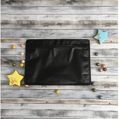 Пакет восьмишовный 24(+8)*17см, (черный матовый), с замком (обычным), с плоским дном