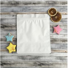 Пакет восьмишовный 20(+8)*24см, (белый матовый), с замком (обычным), с плоским дном