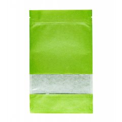 Пакет Дой-Пак 13,5*22,5(+3,5)см, Крафт (зеленый), с окном 4см