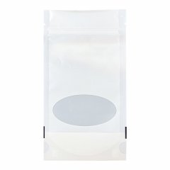 Пакет Дой-Пак 10,5*19(+3,5)см, PET/PE (белый, матовый) с овальным окошком