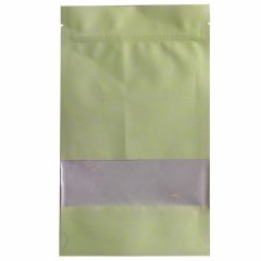 Пакет Дой-Пак 13,5*22,5(+3,5)см, Крафт (салатовая волна), с окном 4см