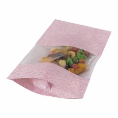 Пакет Дой-Пак 13,5*22,5(+3,5)см, Крафт (красная волна), с окном 7см