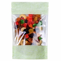 Пакет Дой-Пак 12*18,5(+3)см, Крафт (салатовая волна), с окном 10см