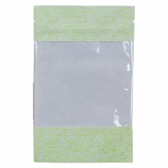 Пакет Дой-Пак 12*18,5(+3)см, Крафт (салатовая волна), с окном 10см
