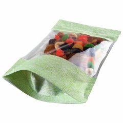 Пакет Дой-Пак 12*18,5(+3)см, Крафт (салатовая волна), с окном 10см