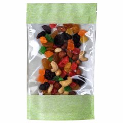 Пакет Дой-Пак 13,5*22,5(+3,5)см, Крафт (салатовая волна), с окном 14см