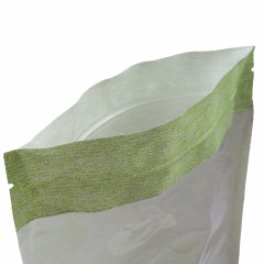 Пакет Дой-Пак 13,5*22,5(+3,5)см, Крафт (салатовая волна), с окном 14см