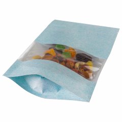 Пакет Дой-Пак 13,5*22,5(+3,5)см, Крафт (голубая волна), с окном 7см