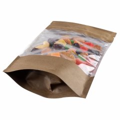 Пакет Дой-Пак 12*18,5(+3,5)см, Крафт (светло-коричневый), с окном 10см