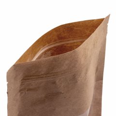 Пакет Дой-Пак бумажный 13*22,5(+3,5)см,  Крафт (бурый), с окном 7см снизу