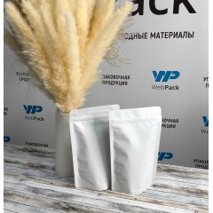 Пакет Дой-Пак 13,5*22,5(+4,5)см, Металл/PET/БОПП (белый матовый)