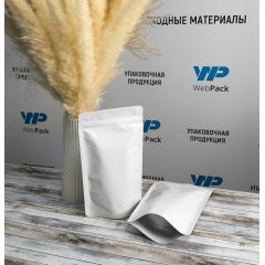 Пакет Дой-Пак 13,5*22,5(+4,5)см, Металл/PET/БОПП (белый матовый)