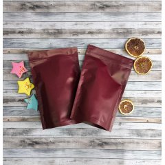 Пакет Дой-Пак 16*25(+4,5)см, Металл/PET/БОПП (бордовый матовый) П195