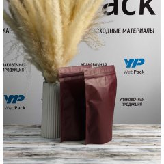 Пакет Дой-Пак 16*25(+4,5)см, Металл/PET/БОПП (бордовый матовый) П195