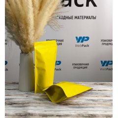 Пакет Дой-Пак 160*250(+45)мм, Металл/PET/БОПП (желтый матовый)