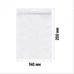 Пакет трехшовные 14*20см, 62 мкм, ПЭТ/ПЭ (бел+прозр), зип-лок, европодвес