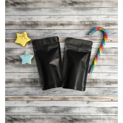 Пакет Дой-Пак 10,5*19,5(+3,5)см, Металл/PET/БОПП (черный матовый)