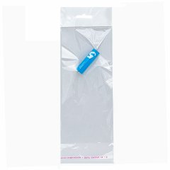 Полипропиленовый пакет 9*20см, 25мкм, с белым еврослотом, клапаном и скотчем