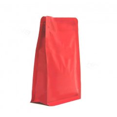 Пакет восьмишовный с плоским дном красный матовый (186С) с отрывным замком зип лок 110+60х180