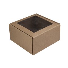 Коробка с окошком 150*150*80мм, бурый
