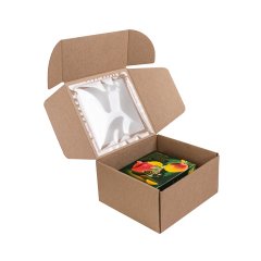 Коробка с окошком 150*150*80мм, бурый