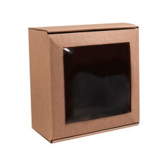 Коробка с окошком 150*150*80мм, бурый
