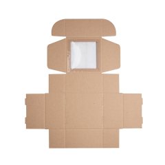 Коробка с окошком 150*150*80мм, бурый