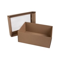 Коробка с крышкой и окном 300*220*120мм, бурый