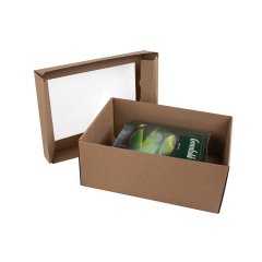 Коробка с крышкой и окном 300*220*120мм, бурый